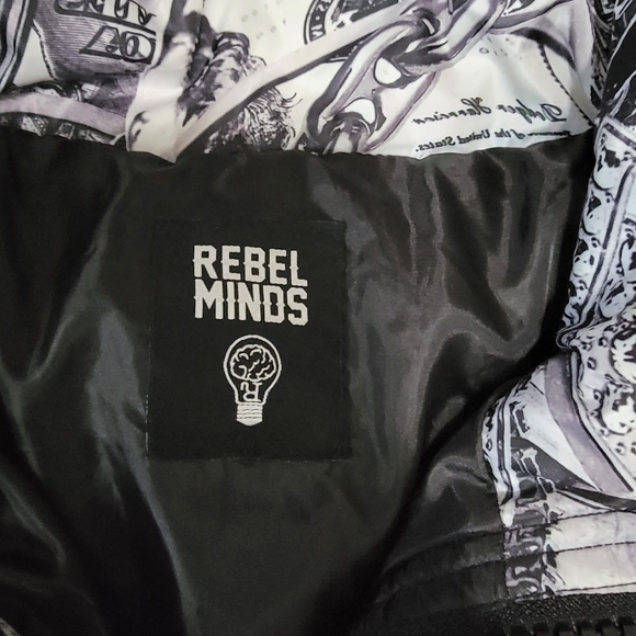 Rebel Minds Jacket Mens size 3X King Hundred Dollar Bill Graphic Puffer Coat EUC - Picture 6 of 10